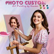 HuaCan 1pc Customizable Oil Painting By Numbers Kit - Personalize With Your Photos, Canvas Art With Your Photos, Family & Parents, Perfect Gift For Precious Memories, No Frame Included - Multicolor - View 1