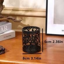 Halloween Hollow Iron Candle Holder, Centerpiece Decor For Dining Table, Fireplace, Halloween Decoration And Party, Witch, Owl, Pumpkin Design