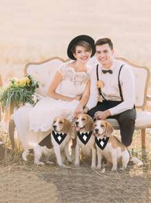 1 بدلة كلب، وشاح كلب للزفاف، طوق ربطة عنق للحيوانات الأليفة، بدلة رسمية قابلة للتعديل للكلاب والقطط لحفلات عيد الميلاد، مناسبة للكلاب والقطط الصغيرة والمتوسطة والكبيرة، ملابس كلب لعيد الحب