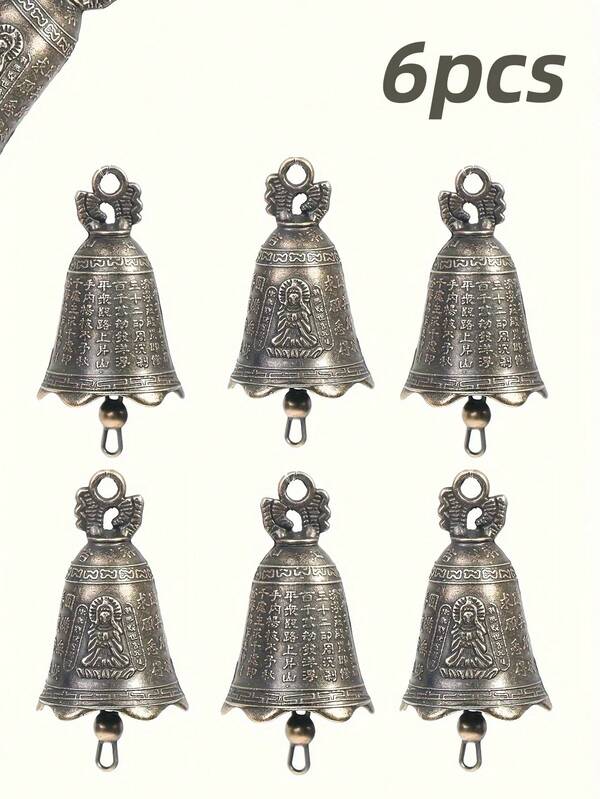 6PCS Vintage Figurine Ornaments, Wind Chime Ornaments, Copper Alloy Bells, Art Collections, Suitable For Living Rooms, Office Decor, And Home Decor, Christmas Gift Room Decor