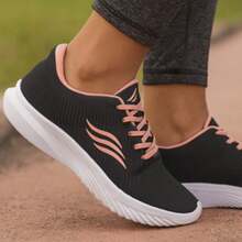 Women's Sports Shoes For Walking, Gym, Lightweight, Comfortable, For Physical Activities, New Release, Promotion - 黑色和粉紅色 - 查看 1