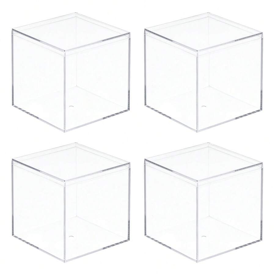 Clear Display Case, Acrylic Box Assemble Dustproof Box Showcase For Collectibles, Crafts - Clear 6.1x6.1x6.1cm - View 1