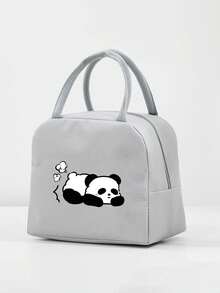 1 件，熊猫图案印花保温便当袋，手持午餐盒袋，方便便携的收纳方式，适合上班族和女士旅行午餐袋，学校午餐盒 - 彩色 - 查看 14