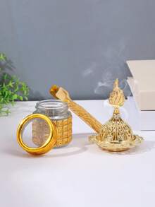 1Pc/Set Simple And Elegant Wrought Iron Incense Burner. Bakhoor Burner,With Lid, Aromatherapy Burner, Decoration, Incense Holder, Home Decor