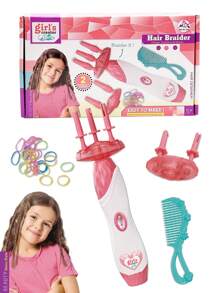 1 套女童自动编发机、DIY 电动编发工具、扭发机编发造型、女童居家玩具编发工具、适合 3-12 岁女童的礼物、生日礼物、完美礼物、圣诞礼物