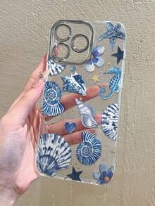 Blue Shell Shockproof Phone Case Compatible With IPhone 11 Pro Max, 16 Pro Max, 15 Pro, 14 Plus, 13, 12, 11, 13 Pro Max, 12 Pro - Fine Black Glitter - View 2