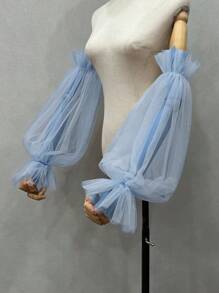 1pc Black Mesh Bubble Sleeve & 2pcs Elastic Bride Sleeve Covers Autumn Accessories