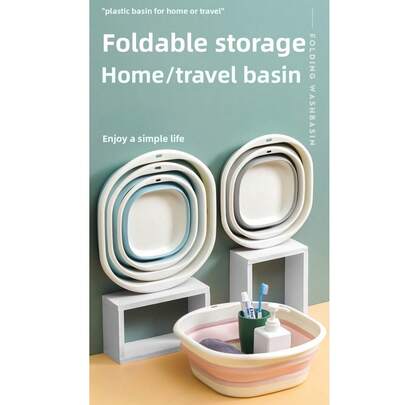 3件套可折叠便携式面盆套装，方便洗脸、洗衣服等，小巧节省空间，适合旅行