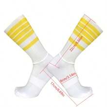 男女通用夏季骑行袜、白色条纹运动跑步自行车袜、防滑硅胶自行车袜、秋季袜子 - 彩色 - 查看 6