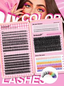 Waloshow School Makeup 640pcs 800pcs Lash Clusters ,30D 40D 50D 100D Lashes Eyelashes, D Curl Pestañas With Natura Lashes Cluster Eyelash, 0.07 Cluster Lashes Fake Eyelashes, Super Soft Eyelash Clusters Book,Makeup Tools Back To School - Hồng - Xem 6