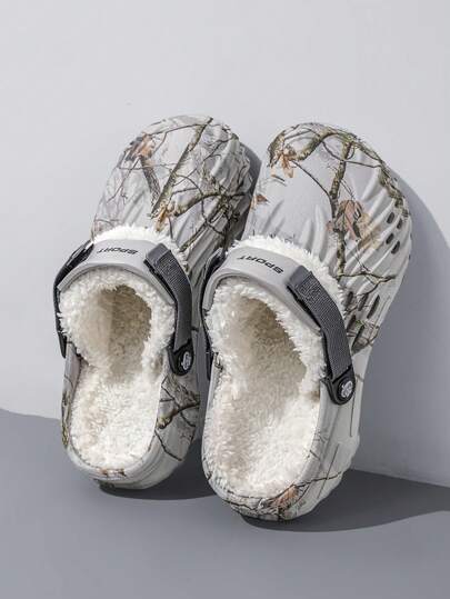 Scarpe invernali da uomo con rivestimento in pelliccia rimovibile e reversibile, calde e spesse, con suola antiscivolo resistente all'usura, ciabatte casual alla moda, ciabatte aperte, scarpe da spiaggia da uomo (motivo casuale, taglia piccola, si consiglia di ordinare una taglia in più), consumabili