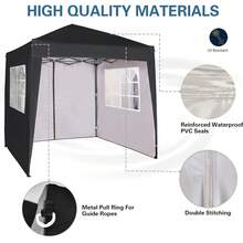 MCC Direct Pop-Up Gazebo 2m X 2m With Sides Silver Protective Layer Waterproof Marquee Canopy WS - Black - View 6