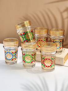 Bộ 6 tách trà thủy tinh kiểu Ma-rốc, dung tích 130ml/4.4oz, thích hợp cho trà bạc hà, latte, espresso, Americano, cappuccino, tuyệt vời cho gia đình, nhà hàng, nhà bếp, tiệc tùng, đám cưới, bộ đồ ăn. - Nhiều màu - Xem 2