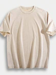 230g Thick Unisex Washed Vintage Oversized T-Shirt Street Hip Hop Punk Harajuku Casual Cotton Shorts DG004 - 棕色 - 查看 7