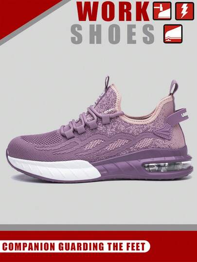 女士粉色轻质钢头工作靴，防砸防刺穿建筑工地工作鞋，锻造车间，仓库，园艺，男士工作训练鞋，防滑户外工作，工地靴，户外旅行，荒野探险，徒步旅行，登山鞋，时尚日常穿着，通勤运动鞋，柔软舒适的软底休闲鞋