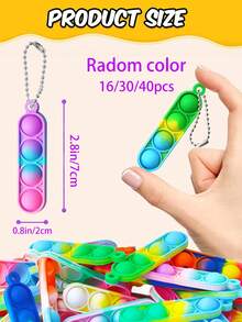 30个装迷你扎染硅胶感官泡泡捏爆玩具，适合儿童和成人，缓解压力和焦虑，可用作复活节彩蛋填充物、学校课堂奖励、礼品袋填充物、皮纳塔填充物等派对礼物。 - 彩色 - 查看 3