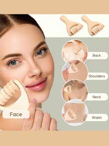 1pc Handheld Wooden Massager Body Brush, Massager Meridian Brush Hits The Body Through Meridians, Bamboo Massage Brush Relieves Muscle Tension,School,Back To School,Travel,Travel Essentials,Home Essentials,Spa,Massage Tool,Massage,Massager,Spa - Multicolor - View 2