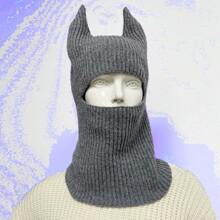 Gorro de punto creativo y cálido con diseño de dibujos animados, estilo unisex, negro/gris, largo/corto, gorro de oreja de conejo hecho a mano