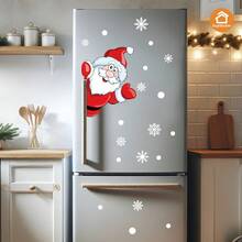 SUPSTICKER 1/2 件圣诞元素可爱卡通驯鹿和圣诞老人家居装饰贴纸，自粘 PVC 贴花，适用于客厅、卧室、厨房、浴室、墙壁、窗户、冰箱、节日氛围，12.79 * 9.33 英寸房间装饰墙贴墙贴 - 彩色 - 查看 9