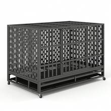 48 Inch Tin Durable Dog Crate, Indoor Escape Proof With Wheels Removable Tray Dog Crate - 48", Black - Xem 1