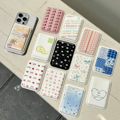 1 miếng dán giữ thẻ từ phong cách Hàn Quốc, họa tiết dễ thương, phù hợp với mọi mẫu điện thoại, bao da đựng thẻ Magsafe