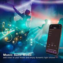 Tiras de luces LED de 4,8 a 30,5 m para decoración de dormitorios. Luces LED que cambian de color con control remoto de 44 teclas y aplicación. Sincronización de música, ajuste de tiempo y brillo ajustable. Luz nocturna para decoración del hogar, sala de estar, sala de juegos, cocina, retroiluminación de TV, decoración de Navidad y Halloween, regalos navideños. - Multicolor - Ver 7