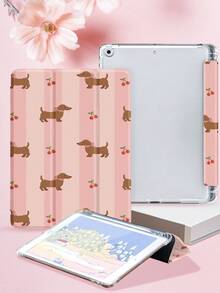 狗狗樱桃卡通图案平板电脑保护套，兼容 iPad 9.7/10.2/10.5/10.9/12.9/Pro 11（第十代）、iPad (A16) 11 英寸（第十一代，2025 年发布）、三星 Galaxy Tab S6 Lite 10.4 英寸、Kindle Paperwhite（第十二代，2024 年发布）、Kindle（第十一代，2022 年发布），柔软防震保护，智能支架/自动唤醒/睡眠功能 - 彩色 - 查看 4