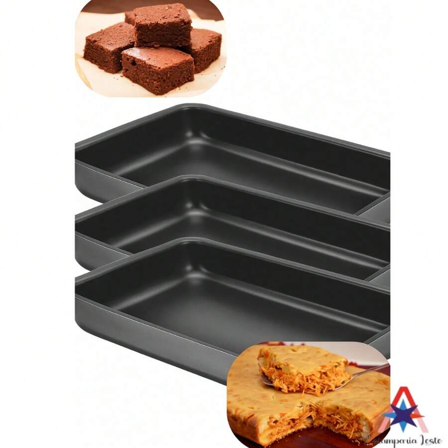 Kit 3 Formas Retangulares Altas Antiaderente Nº1 ao Nº3 Grafite