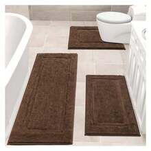 Bathroom Rugs Sets 3 Piece, Bath Mats Non Slip Washable Soft Absorbent Shower Rugs Brown Runner For Tub Floor With Toilet Mat, Yellow - As Picture 416 - View 1