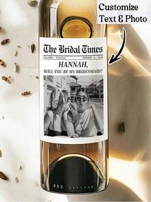 Custom Wine Label Waterproof Label Custom Photo Wine Label Black And White Photo Capitalized Black And White Bridesmaid Maid Of Honor Proposal Wine Label Wedding Gift Anniversary Gift Engaged Gift Gift - Multicolor - View 3