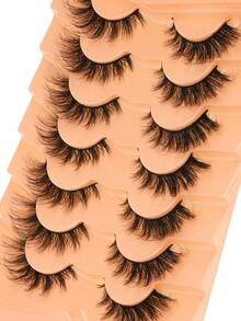 7 Pairs Of Thick And Fluffy Eyelashes Eyelashes Artificial Mink Cosplay Cat Eye Shape Anime Tail Slender Strip Eyelashes Multi-Layered Natural Cross Thick False Eyelashes For Beautiful And Professional Curls, A Must-Have Makeup Item For Holiday Stage Parties, Create Charming Eye Makeup - lông mi mềm mại - Xem 4