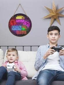 3pcs/1pc - 20cm Round Wooden Sign, Suitable For Game Room & Nursery Decor, Baby Boy's Room, Teen Boy's Cave, Wall Art For Kids, Christmas/Birthday Gift For Son, Gamer & Player Wall Decor, Children's Playroom & Daycare Decoration - Multicolor - View 4
