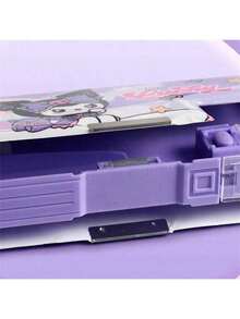 1pc Sanrio Kuromi Stationery Box, Multifunctional Cartoon Pencil Case With Ballpoint Pens, Colored Pencils, Ruler, Suitable For School And Office, Perfect Gift For Birthday, Christmas, Thanksgiving