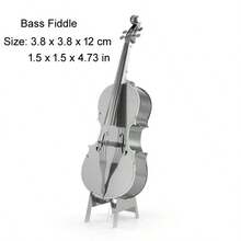 3D Metal Assembly Model, DIY Stainless Steel Buckle Puzzle, Musical Instrument Models - Drum Set, Electric Guitar, Bass, Cello, Piano, No Glue Required, Birthday Gift