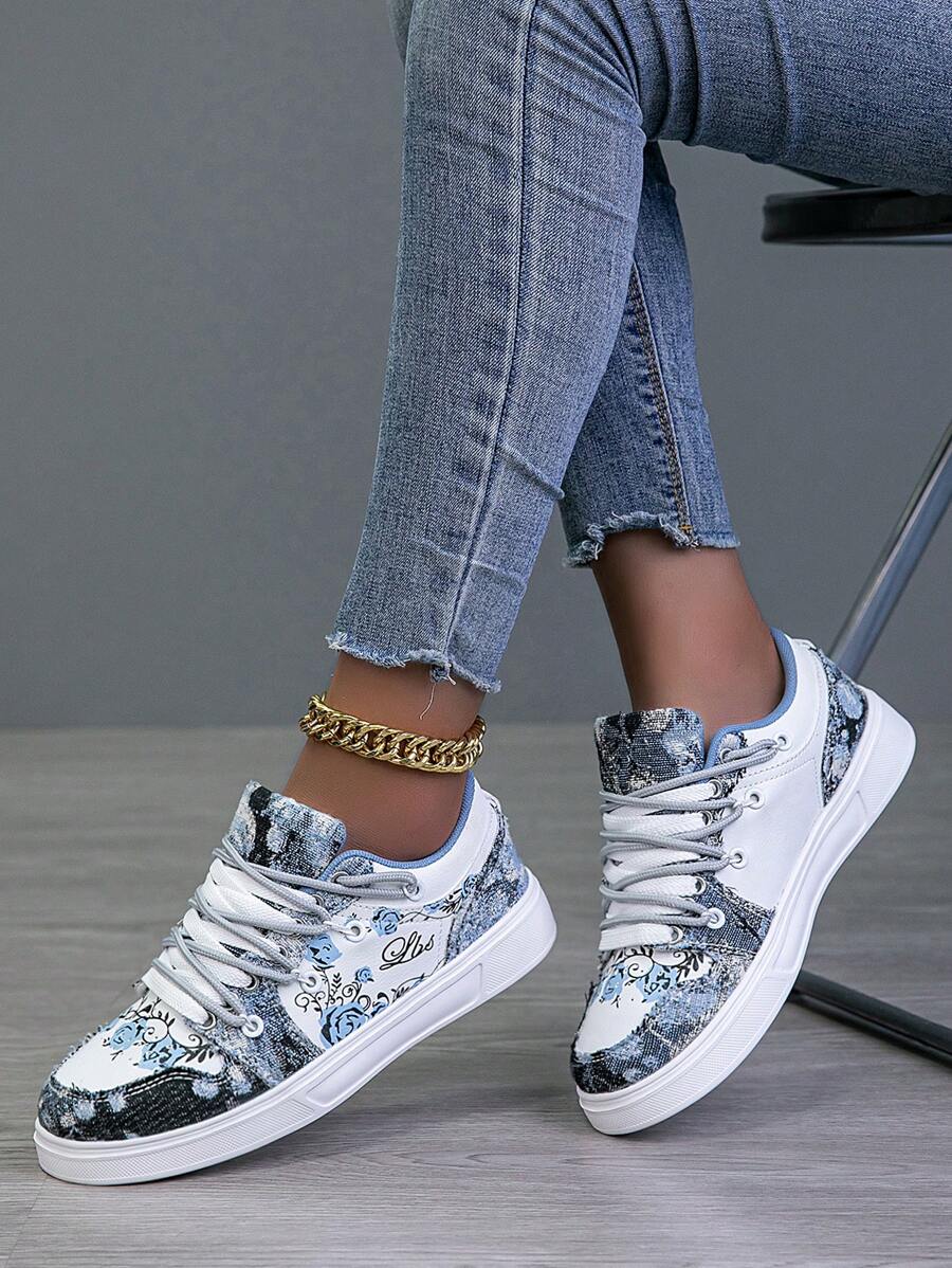 秋冬女士休闲鞋、时尚运动鞋、街头风格小白鞋、轻便滑板鞋 - 彩色 - 查看 1