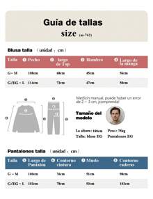 Pijamas Invierno para Hombre, Conjunto de 2 Piezas de Manga Larga y Pantalones Confort y Estilo - Blanco y Negro - Ver 4