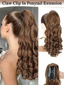 18 Zoll wellige Pferdeschwanz-Haarverlängerung mit Klammer, synthetische Fasern, natürlich weich und flauschig, Pferdeschwanz-Haarteil für täglichen Gebrauch von Frauen