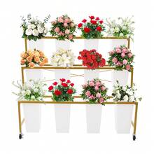 3-Tier Flower Display Stand, Plant Stand Rack, Flower Display Stand With 12 Buckets - Gold+White - View 8