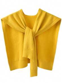 女士针织披肩，纯色肩披开衫，轻薄夏季围巾系颈配饰，春秋季连衣裙搭配。