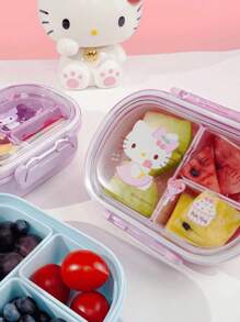 1pc 580ml Sanrio Hello Kittys Bento Lunch Box Set - Leak-Proof Microwave- 3 Compartment Lunchbox With Lid, Cute Pink Detachable Containers, Snack Bowls, Refrigerator Storage