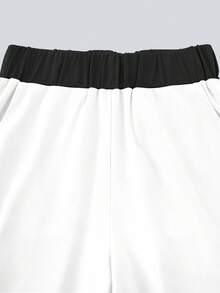 Women's Colorblock Elastic Nursing Pants, Comfortable Pants, Mid-Rise Waistband Pants, Solid Color Simple Multi-Pocket Pants