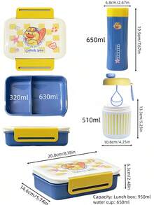 1 Set Leak-Proof Bento Box Set, Includes Cutlery Set, Portable Lunch Box, Lunch Bag, Bento Box With Utensils, Water Bottle, Breakfast Blender Cup, Reusable, Outdoor Dining, Kids Tableware, Food Container, Suitable For Office, Picnic, School, Kitchen - Multicolor - View 7