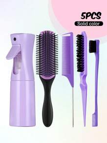 3/4/5/6/7/11pcs Hair Combs Set For Women And Men, Comb Set For Teasing, Edge & Back Brushing,Nine-Row Comb, Spray Bottle For Detangling Brush, Scalp Massager Shampoo Brush,Premium Wide Tooth Comb,Flower Hair Clip,Brush Set For Hair Styling