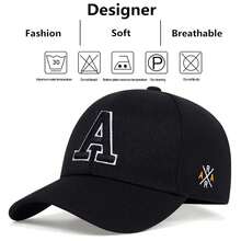 Gorras de béisbol unisex con bordado de letra A, sombrero informal ajustable para exteriores, primavera y otoño, sombrero protector RWLG - Caqui - Ver 4