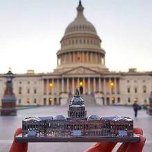 3D Metal Puzzle Assembly Model, DIY Stainless Steel Buckle Jigsaw, Architecture Model, No Glue, Birthday Gift, Decorative Ornament, Dutch Windmill, Arc De Triomphe, Brandenburg Gate, Tower Bridge, Ferris Wheel, Burj Khalifa, US Capitol, Carousel - Multicolor - View 6