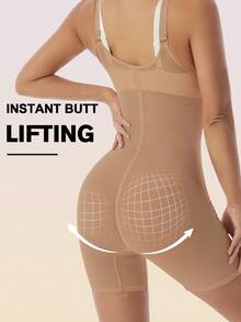 1pc Women's Waist Trainer, Tummy Control, Detachable Straps, Shapewear Jumpsuit, Flat Belly, Slimming Jumpsuit, High Waist Waist Cincher - Brown - View 2