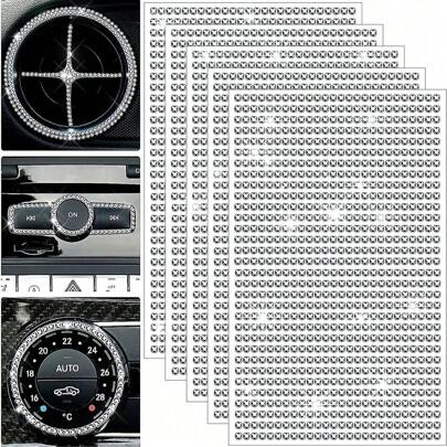 1pc 4mm White Diamond Rhinestone Self-Adhesive Shiny Crystal Diamond Car Decoration Sticker Bling Bling Bling Handmade Decoration Car Diamond Sticker Universal Model