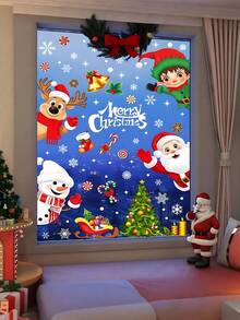 268pcs/9Sheets Christmas Window Clings For Glass, Christmas Window Decorations Snowflake Santa Reindeer Snowman Stickers For Wtiner Holiday Indoor Windows Decorations Decals,Indoor Christmas Stickers, Christmas Party Decorations,Winter Frozen New Year Party Supplies Wonderland Decorations,Christmas Decorations Home,Christmas>Decoration - Multicolor - View 6