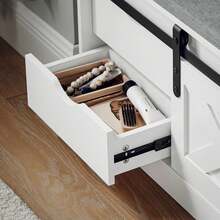 SoBuy Hallway Shoe Bench Shoe Rack Shoe Cabinet With A Sliding Door And Seat Cushion White W80 X D30 X H49cm FSR153-W - White - View 6
