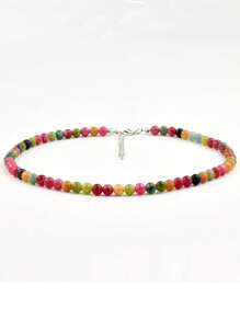 Vintage Colorful Beryl Beaded Necklace, Bohemian Style Bead Choker Necklace With Natural Stones, Gift For Women, Mother's Day Gift